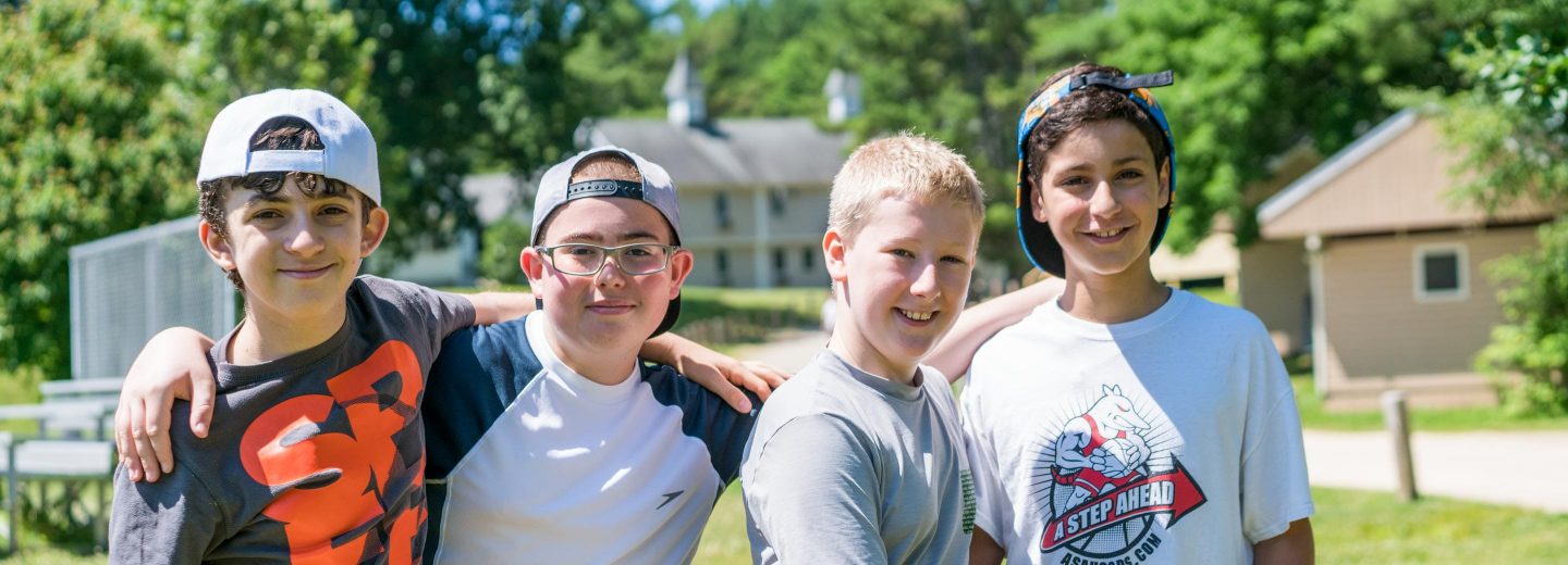 Boy campers outside