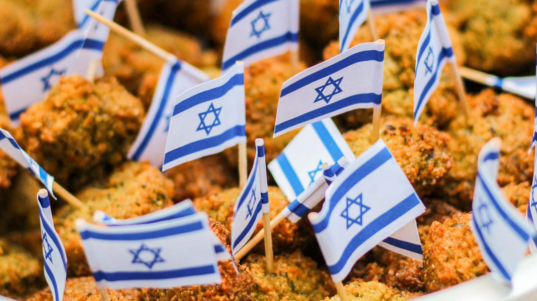 Food with small israeli flags