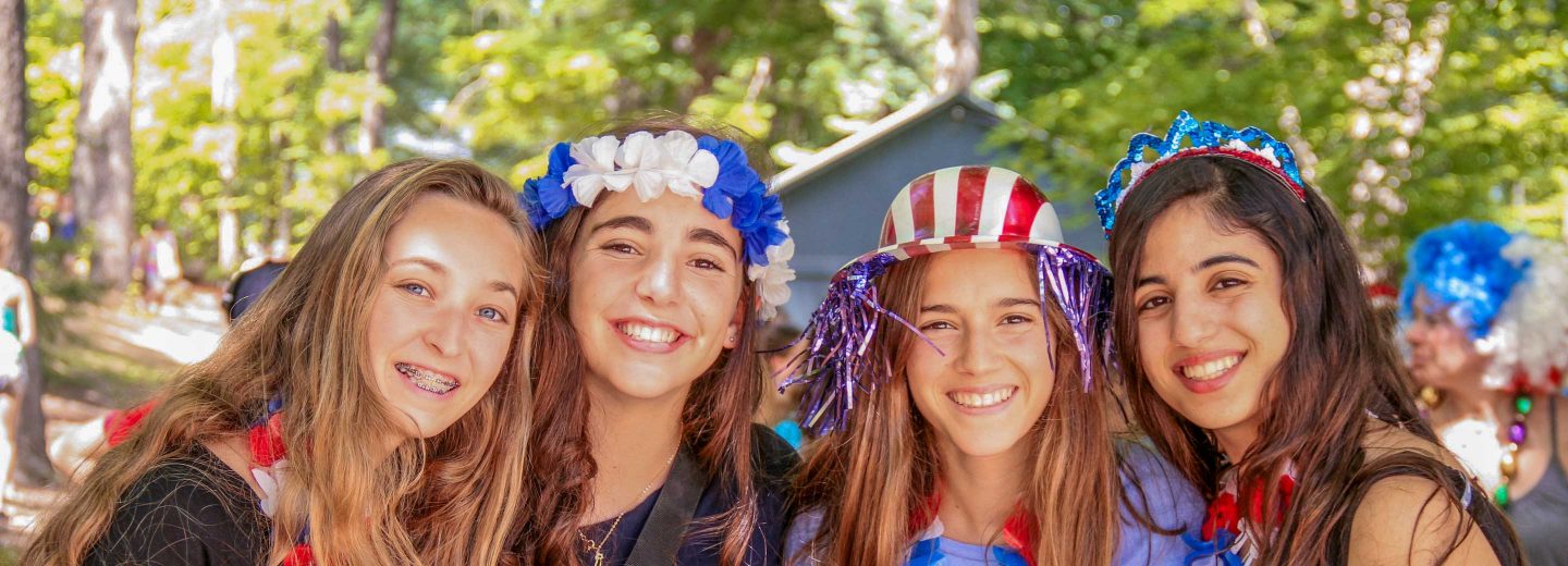Girls wearing fourth of July decorations