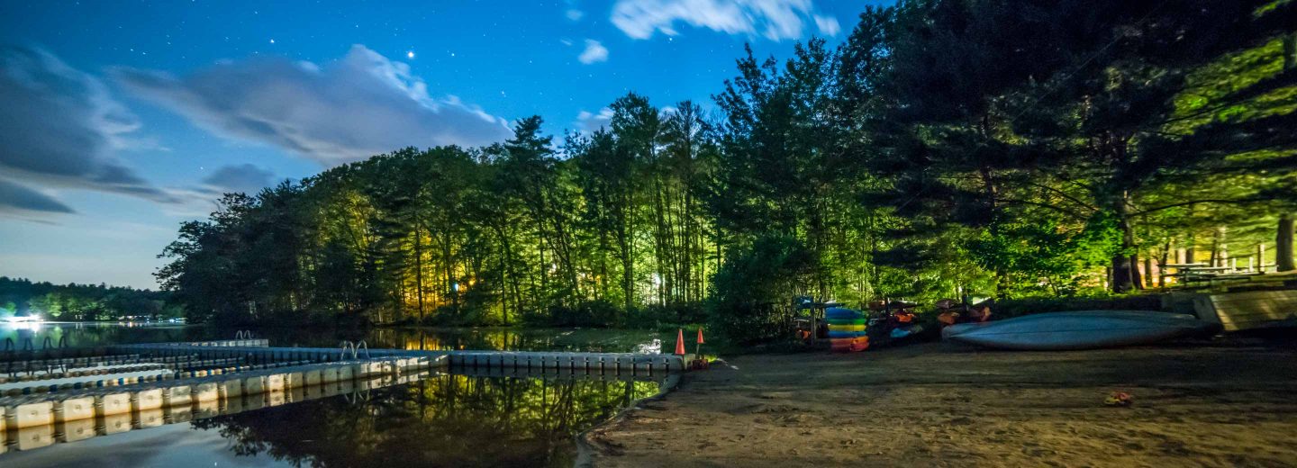 Waterfront docks at night